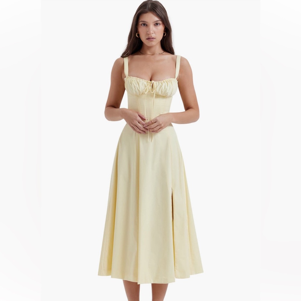 House of Cb Carmen Bustier Sundress in Butter Cup